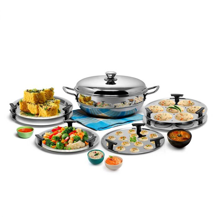 SignoraWare 7 Pcs. All Rounder Multi Kadhai | Induction Bottom | All-In-One Stainless Steel Kadhai