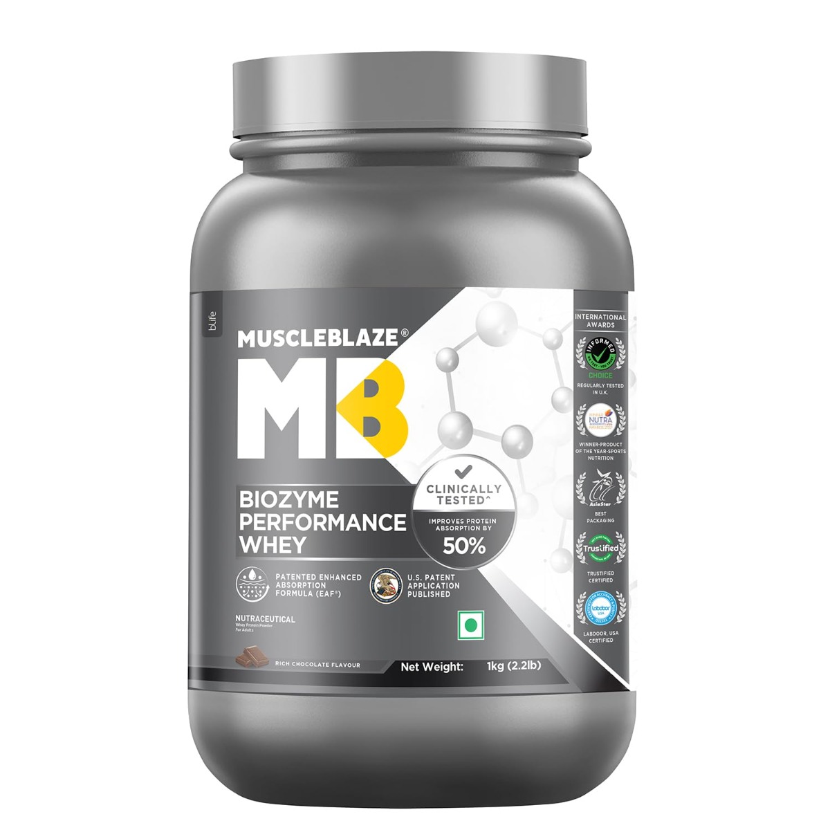 MuscleBlaze Biozyme Performance Whey Protein – 1kg