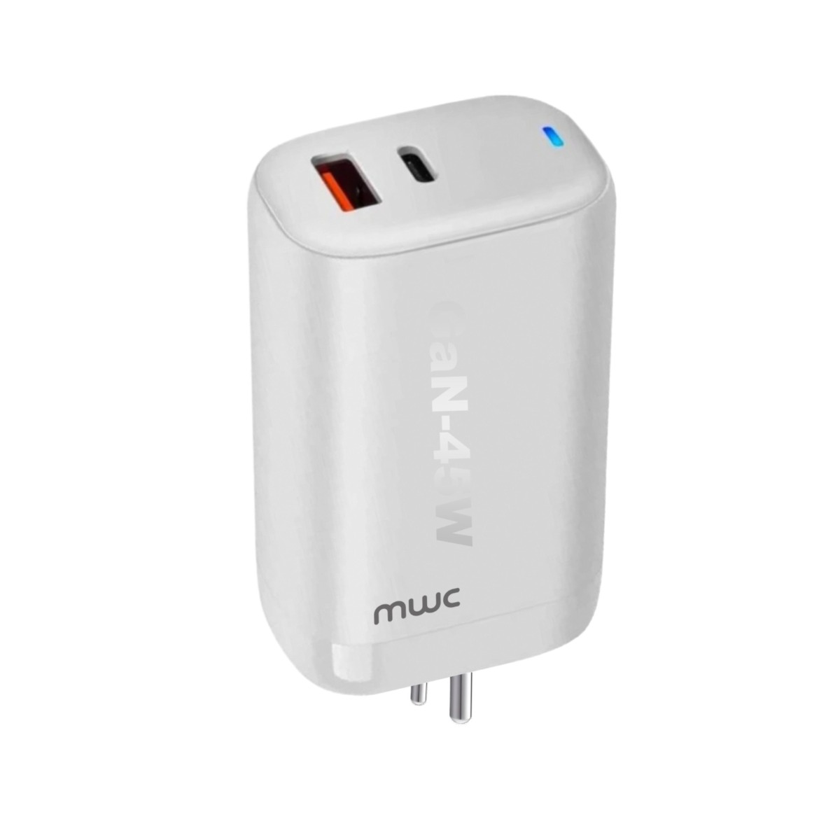 MWC 45W Dual Port (A+C) GaN Charging Adapter | MUCA45W | Compatible with All Brands | USB-A + USB-C Dual Port