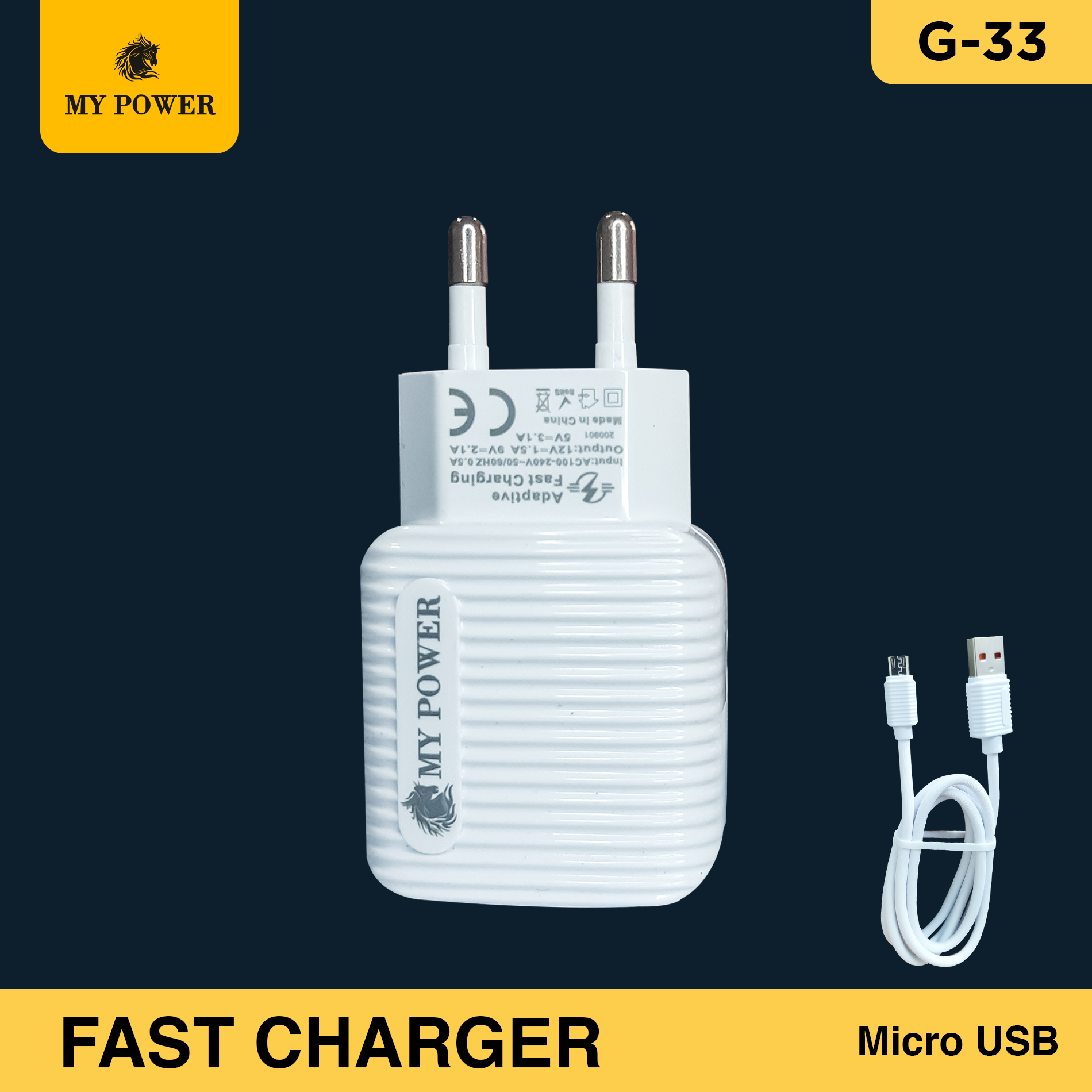 My Power Fast Charger Micro V8 USB QC-3.0 G33