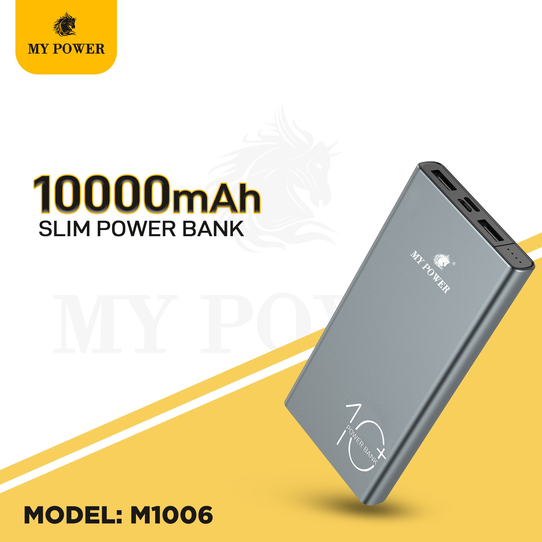 My Power 10000 mAh Power Bank M-1006 Micro & Type-C Inputs Slim Power Bank