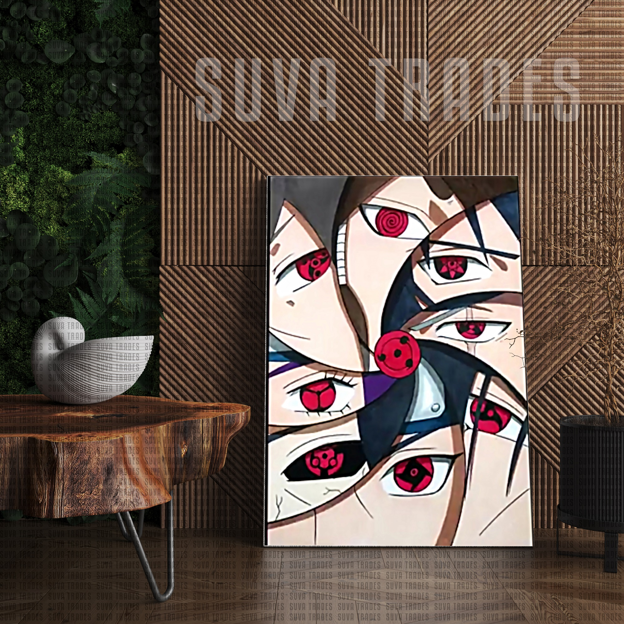 Naruto Sharingam 2 Eyes Wall Hang Panel Canvas Print With Wooden Frame by Suva Trades
