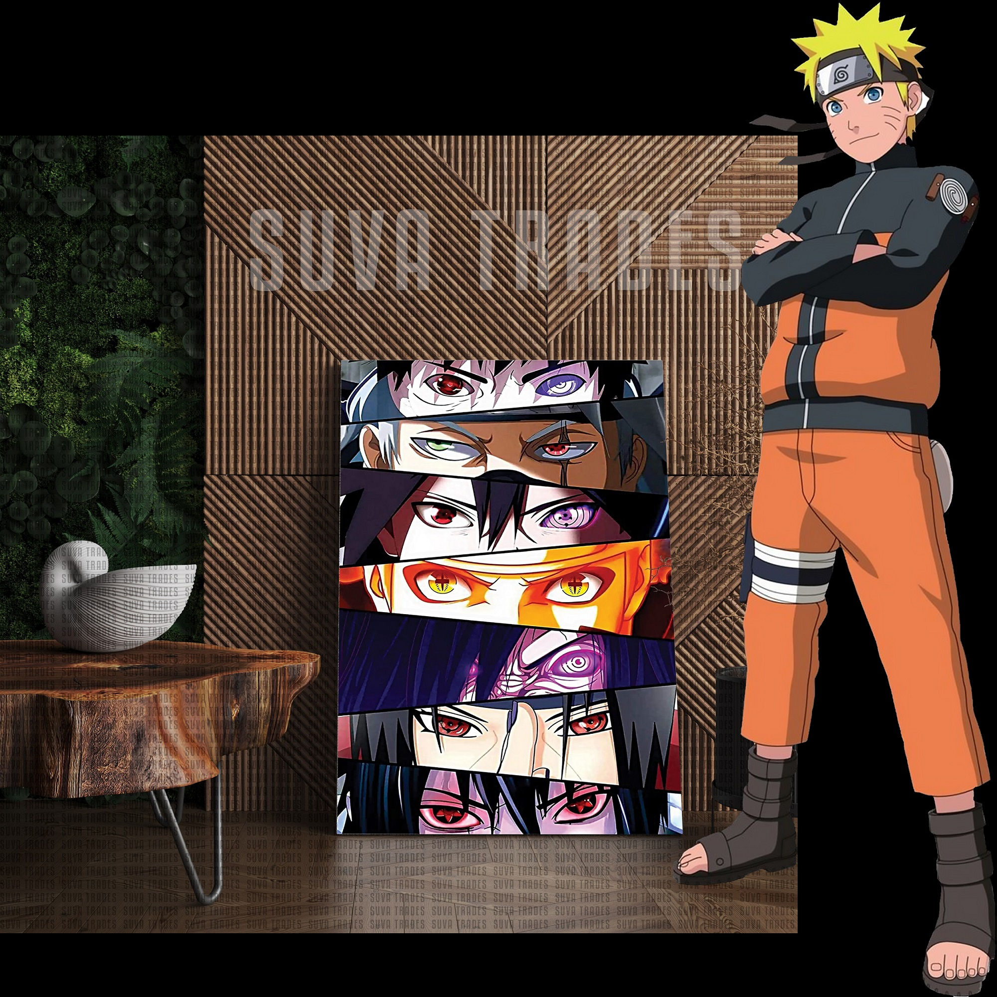 Naruto Sharingam 3 Eyes Wall Hang Panel Canvas Print With Wooden Frame by Suva Trades