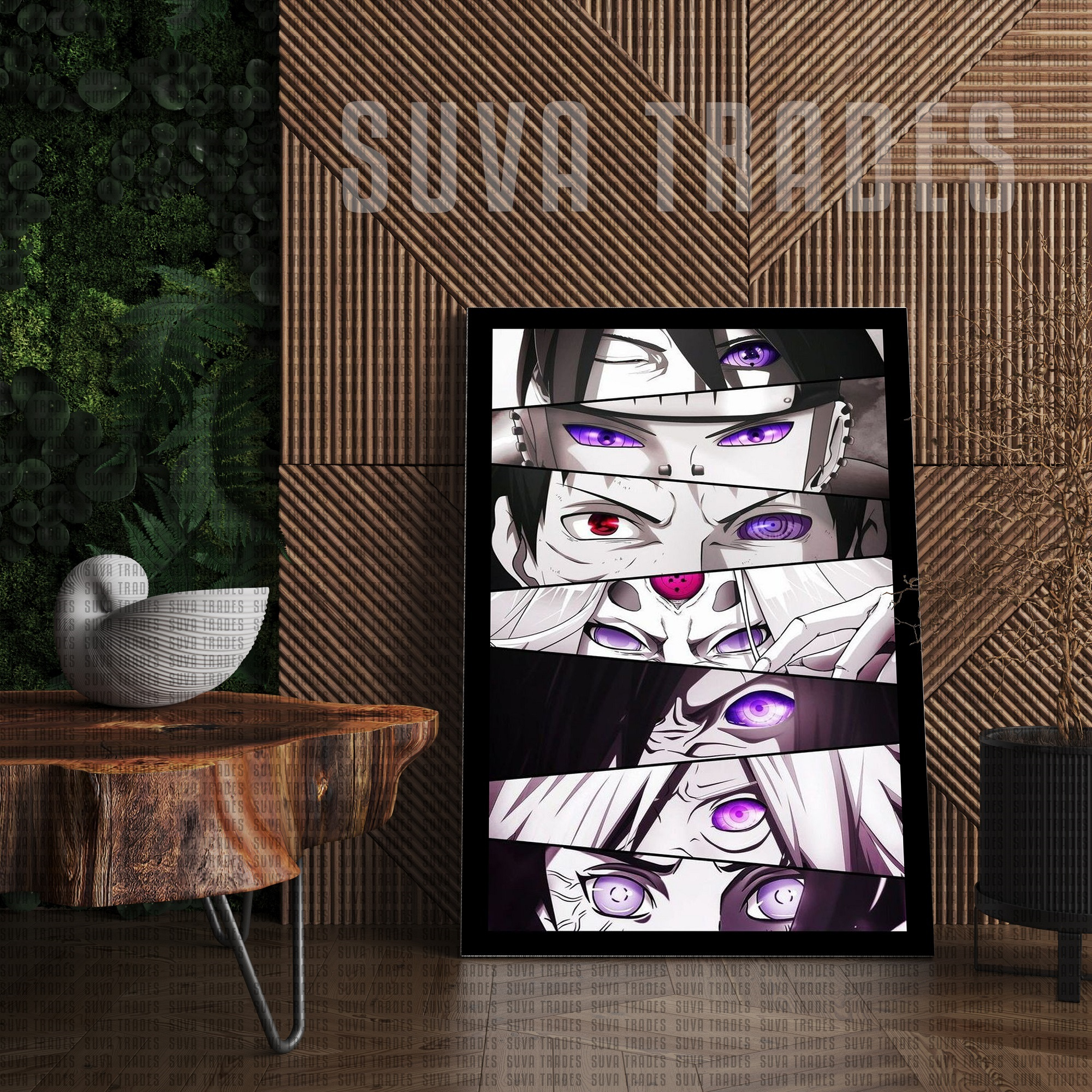 Naruto Sharingam 4 Eyes Wall Hang Panel Canvas Print With Wooden Frame by Suva Trades