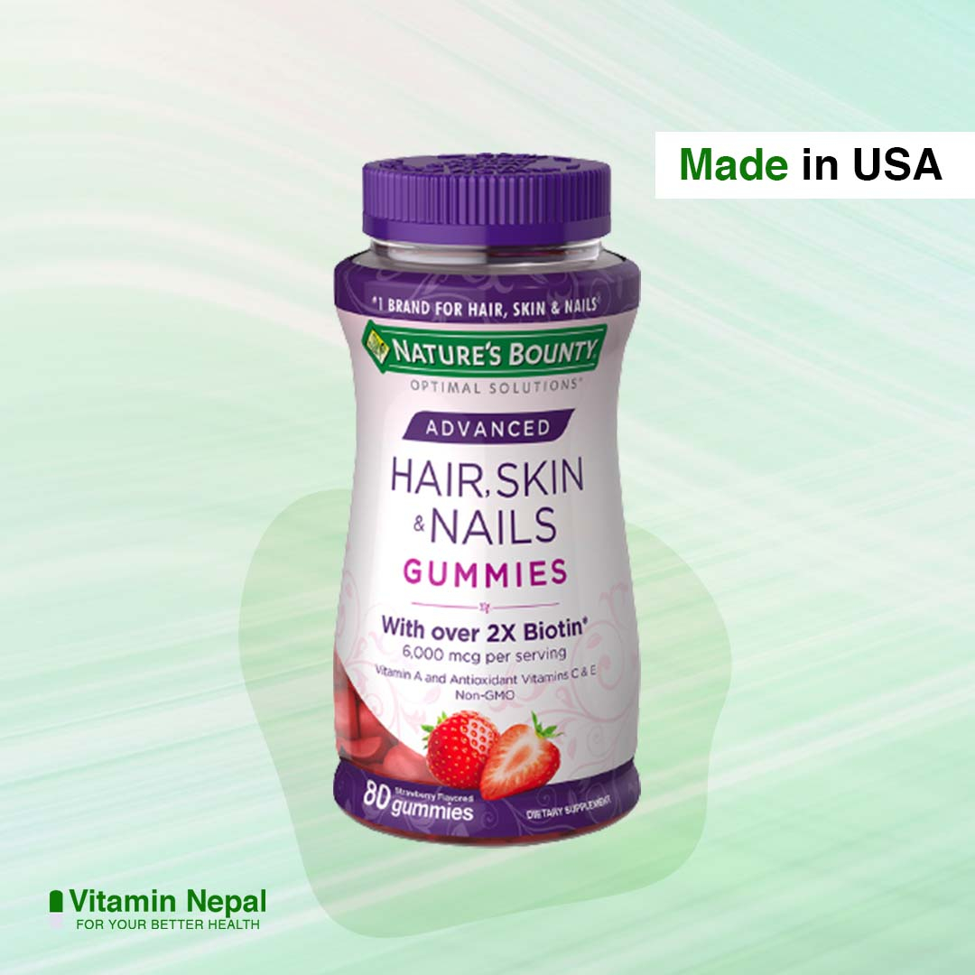 Nature’s Bounty Hair, Skin and Nails Supplement with Biotin & Hyaluronic Acid – 80 Gummies