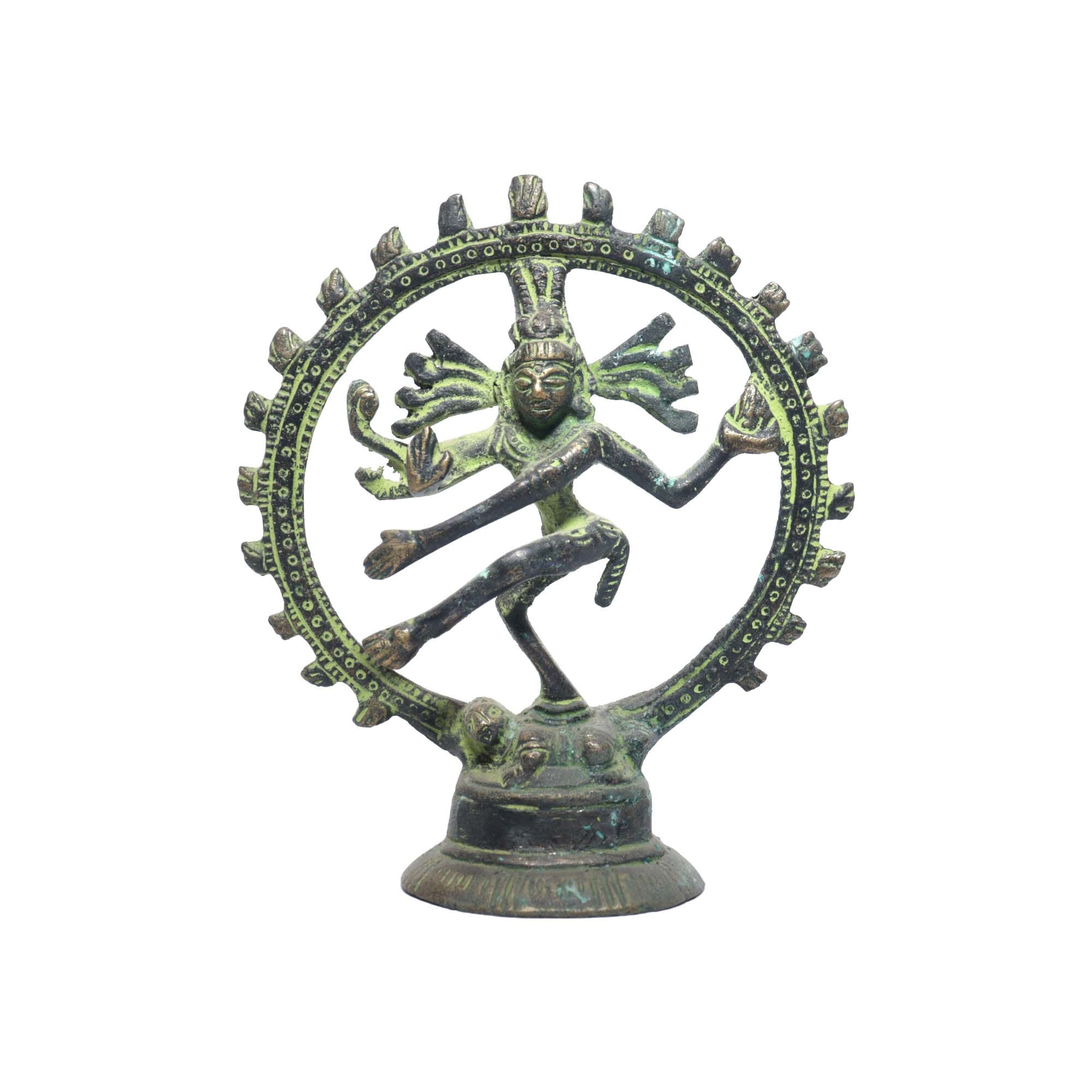 Seven Chakra Handicraft - 10cm Size Natraj (Dancing Shiva) Statue (Green)