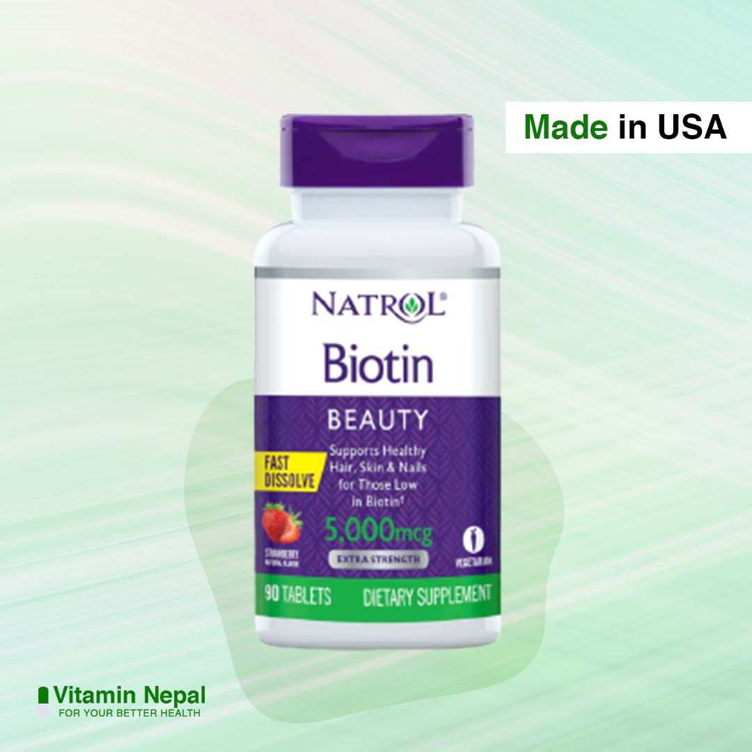  Natrol Biotin 5000mcg Beauty Supplement – 90Tablets