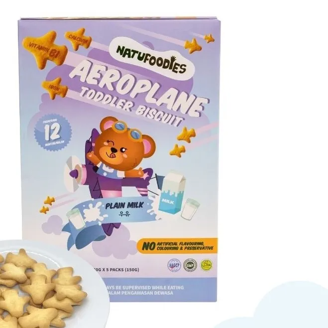 Natufoodies - Aeroplane Toddler Biscuit - Plain Milk