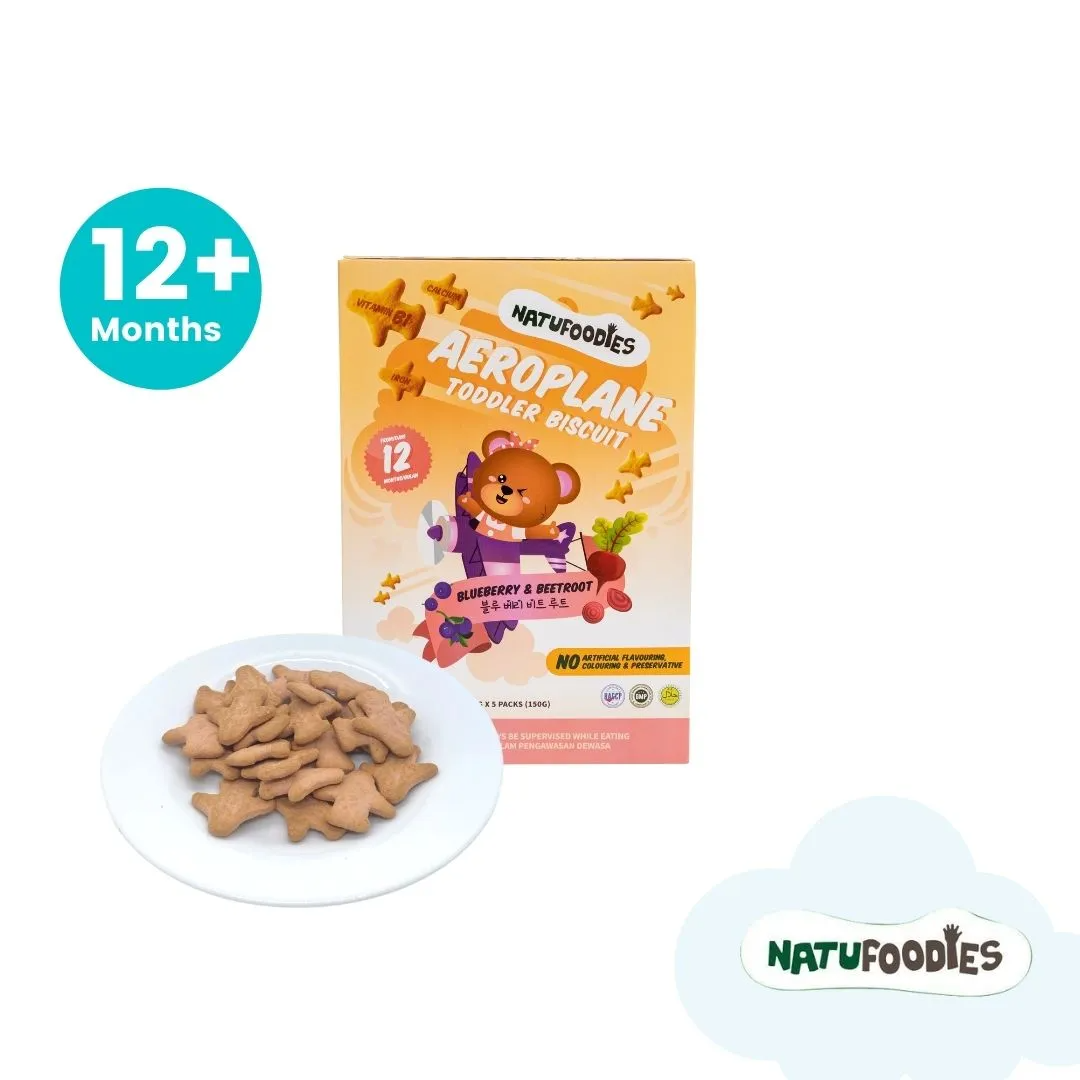 Natufoodies - Aeroplane Toddler Biscuit - Blueberry & Beetroot