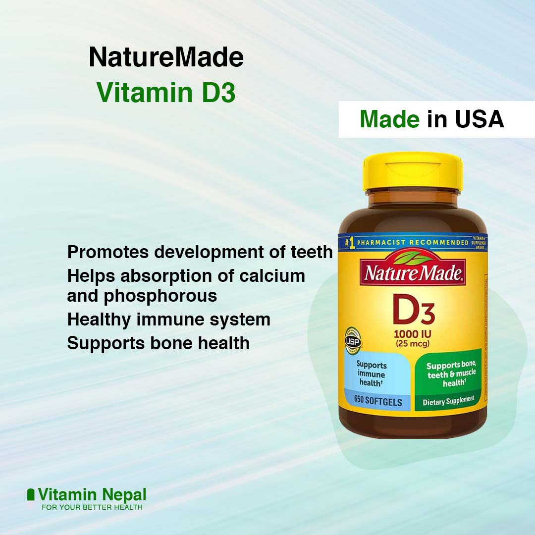 NatureMade Vitamin D3 Supplement 1000IU (25mcg) – 650 Softgels