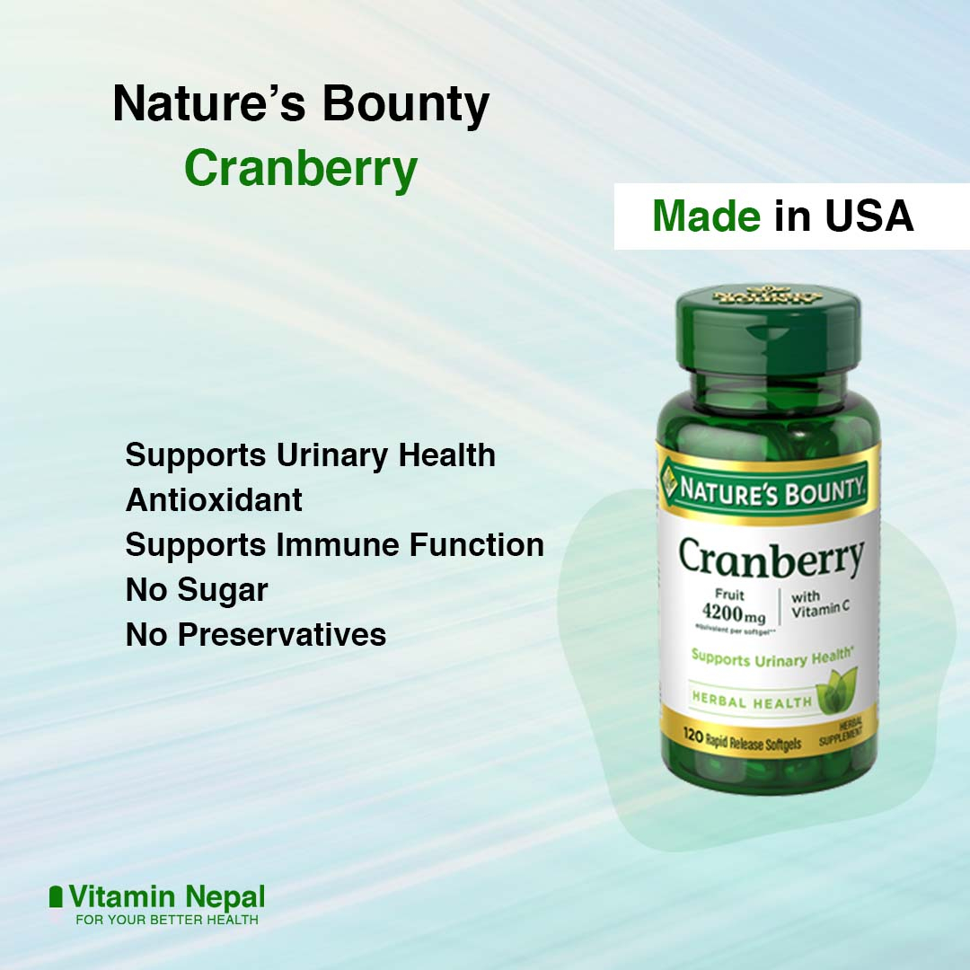 Nature’s Bounty Cranberry Fruit Plus Vitamin C – 120 Softgels