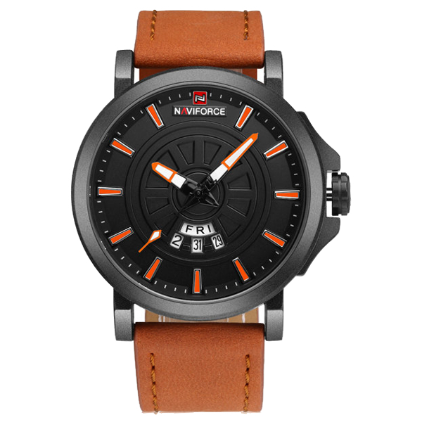 Naviforce Casual Leather Watch Quartz Movement For Men NF9125