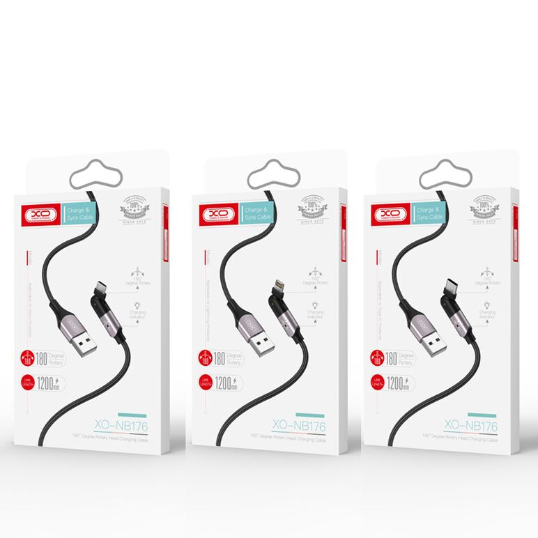 XO 180° DEGREE ROTARY CHARGING CABLE FOR LIGHTNING NB176