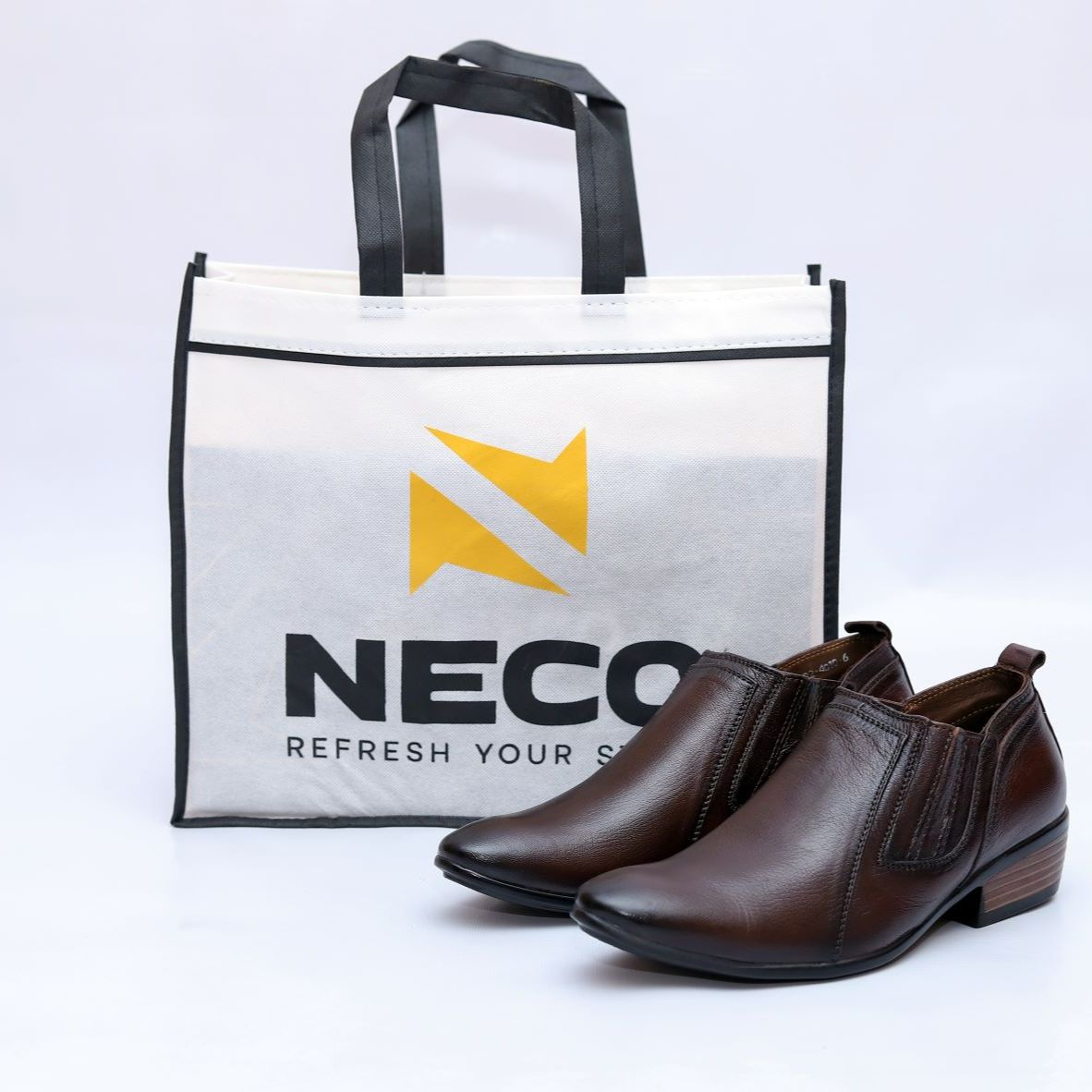 NECO Comfit Men's Slip-On Brown Dress Shoes (4010)