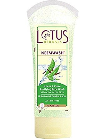 Lotus Herbal Neemwash Neem and Clove Ultra-Purifying Face Wash with Active Neem Slices, 50g