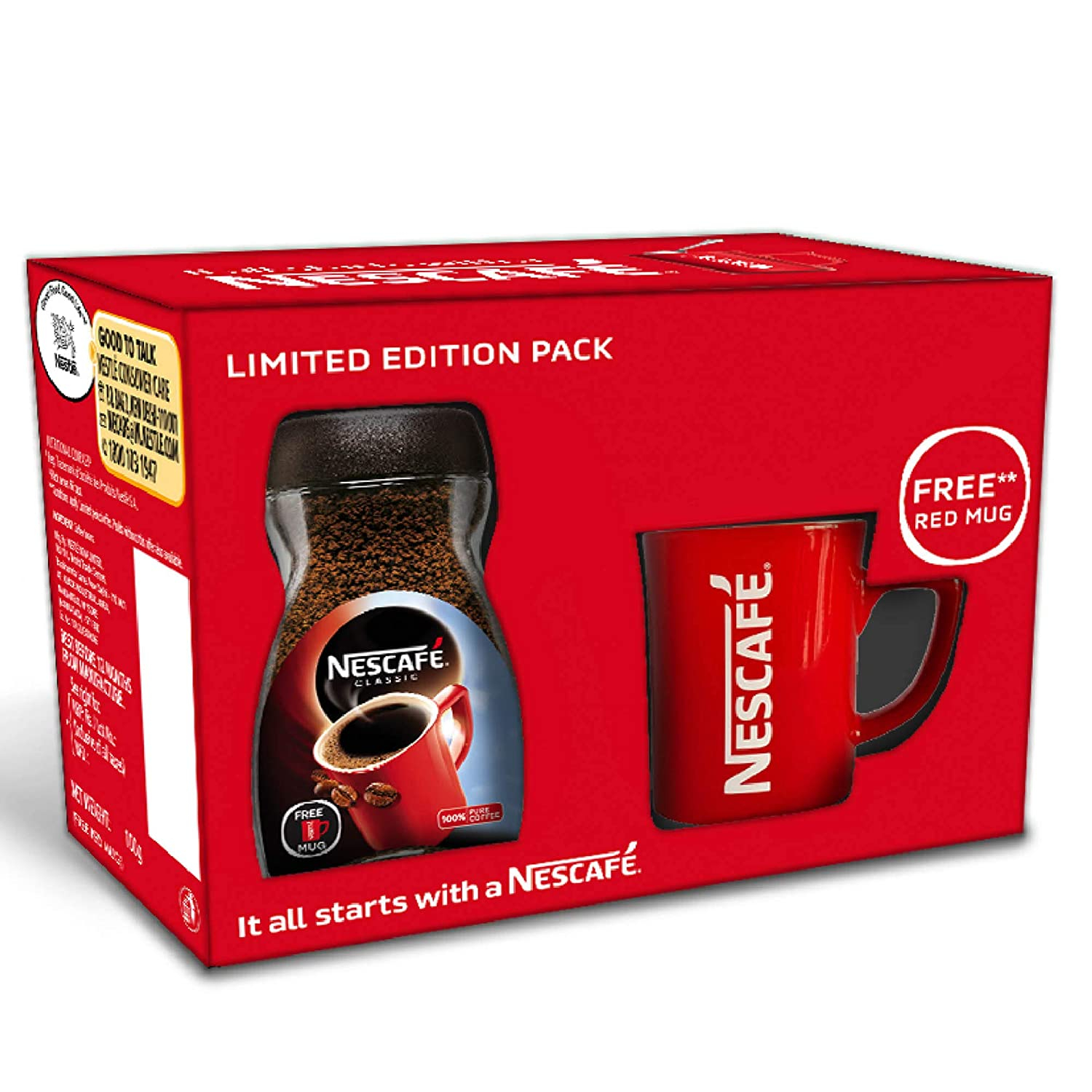 Nescafe Classic Coffee Dark roast Jar with Free Red Mug 100g