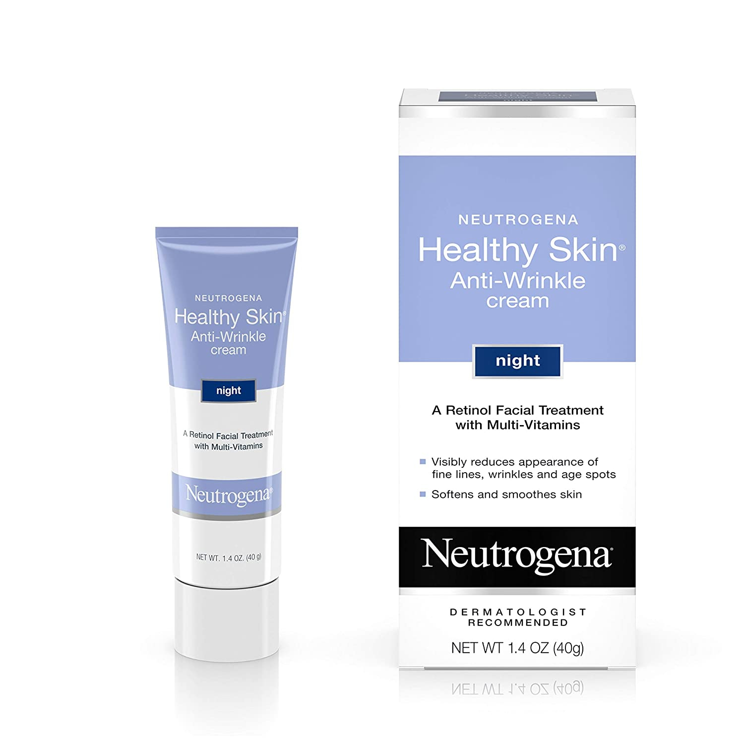 Neutrogena Healthy Skin Anti-Wrinkle Retinol Night Cream with Vitamin E and Vitamin B5 - Night Moisturizer Cream with Retinol, Vitamin E, Vitamin B5, Glycerin, 1.4 oz
