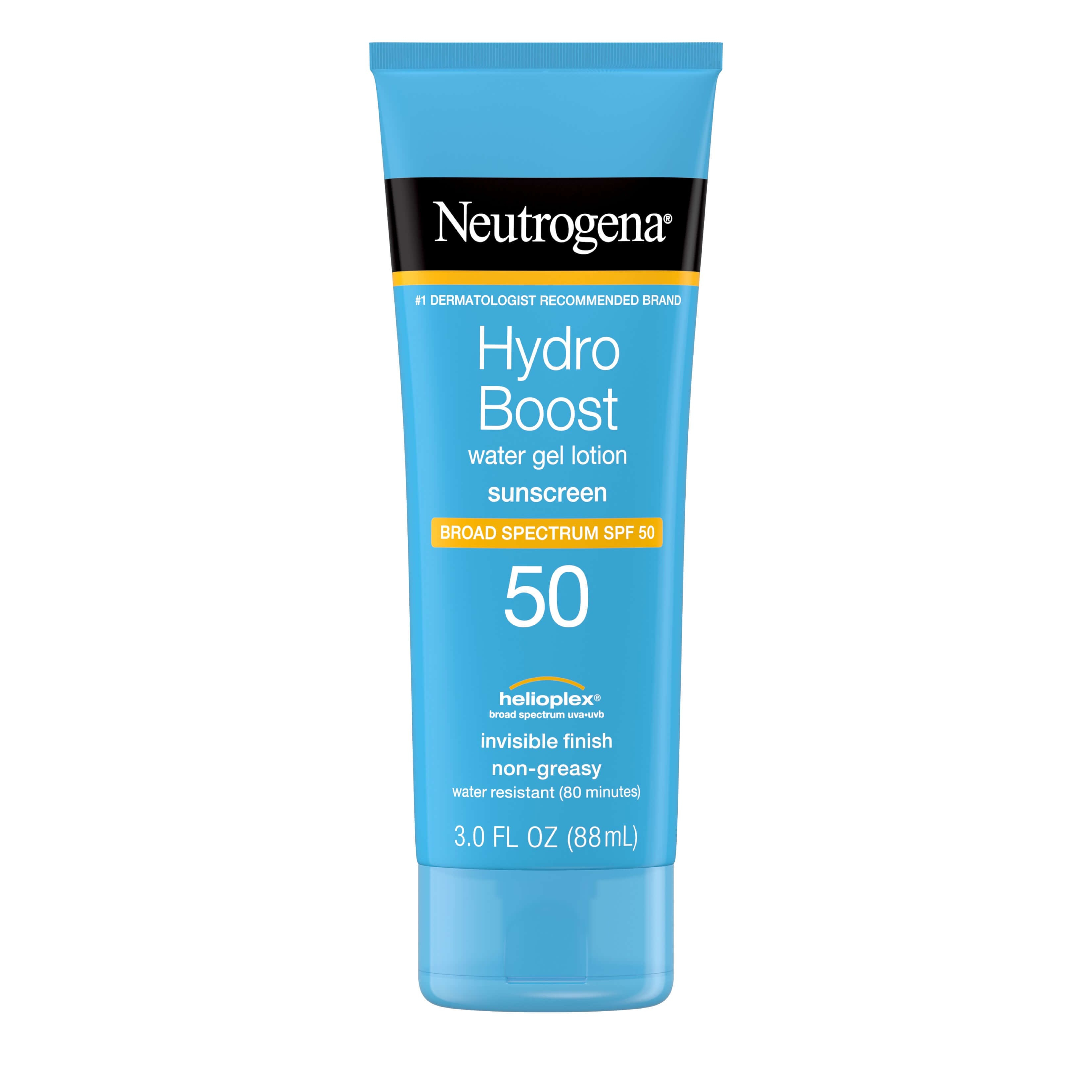 Neutrogena Hydro Boost Moisturizing Water Gel Sunscreen Lotion with Broad Spectrum SPF 50, Water-Resistant & Non-Greasy Hydrating Sunscreen Lotion, Oil-Free, 3 fl. oz