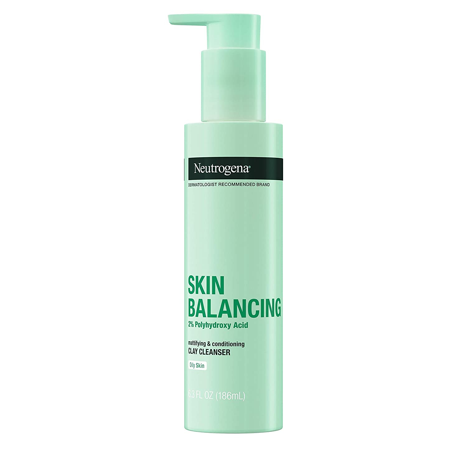 Neutrogena Skin Balancing Kaolin Clay Cleanser with 2% Polyhydroxy Acid (PHA), Mattifying & Conditioning Face Wash for Oily Skin, Paraben-Free, Soap-Free, Sulfate-Free