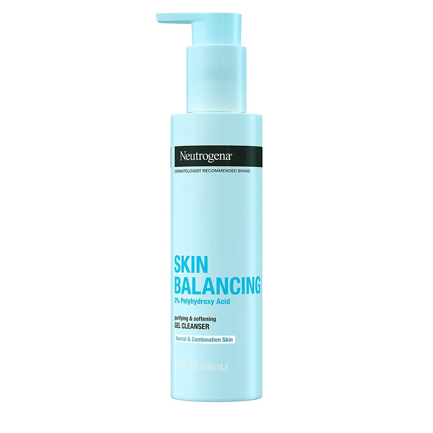 Neutrogena Skin Balancing Purifying Gel Cleanser with 2% Polyhydroxy Acid (PHA), Softening Face Wash for Normal & Combo Skin, Paraben-Free, Soap-Free, Sulfate-Free