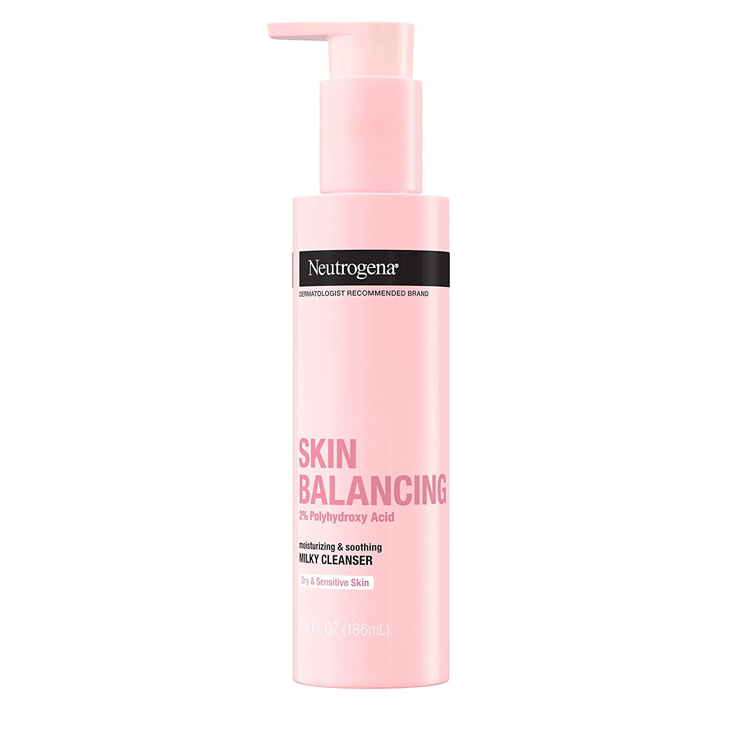 Neutrogena Skin Balancing Milky Cleanser with 2% Polyhydroxy Acid (PHA), Soothing & Moisturizing Face Wash for Dry & Sensitive Skin, Paraben-Free, Soap-Free, Sulfate-Free
