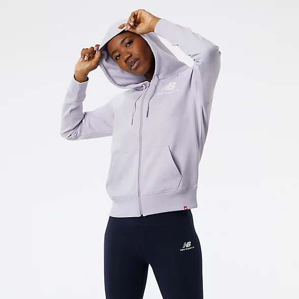 NEW BALANCE Women's NB Essentials Full Zip Hoodie-WJ03530GRV-XL