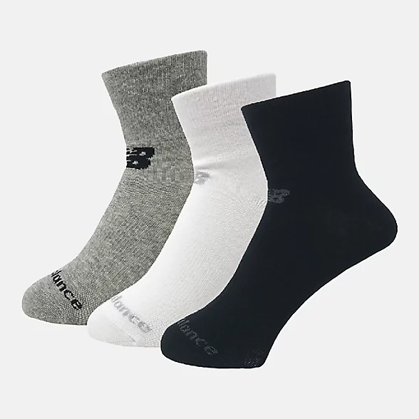 NEW BALANCE Unisex Performance Cotton Flat Knit Ankle Socks 3 Pack-LAS95233WM