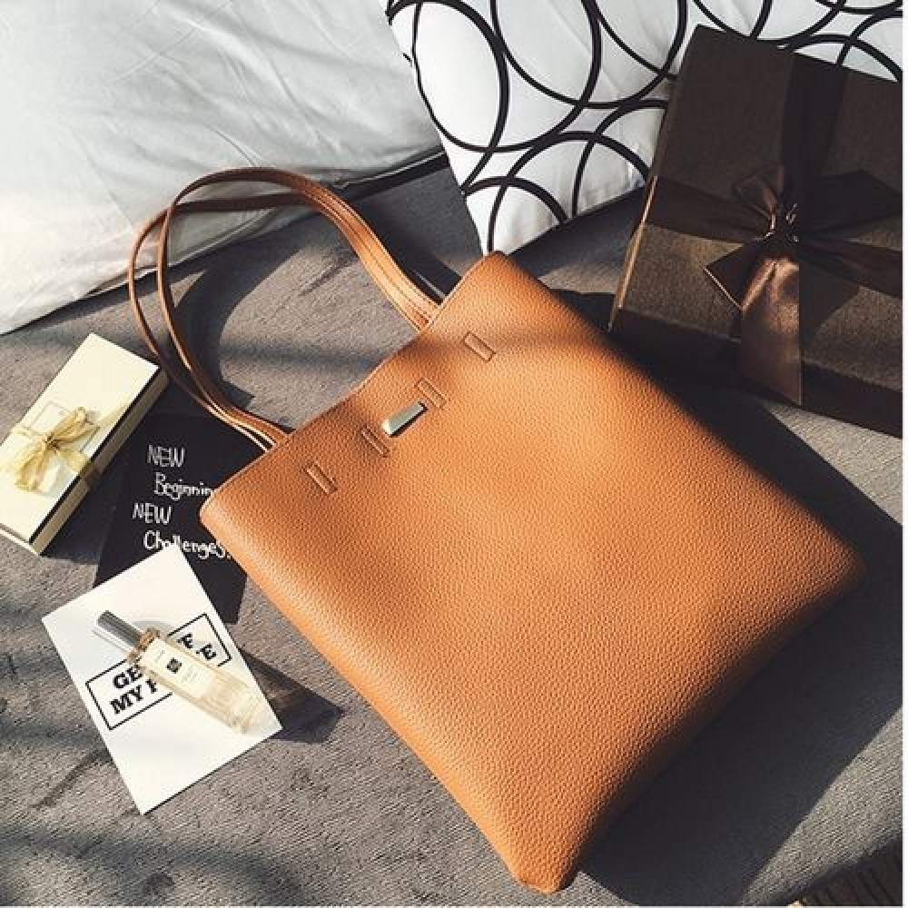 Brown Vintage PU Leather Medium Capacity Office Handbag for Women 41001402