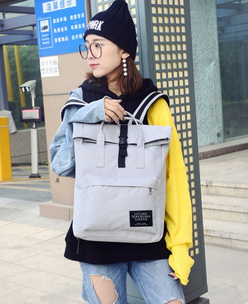 Grey Canvas Middle Large Capacity Backpack 41001714