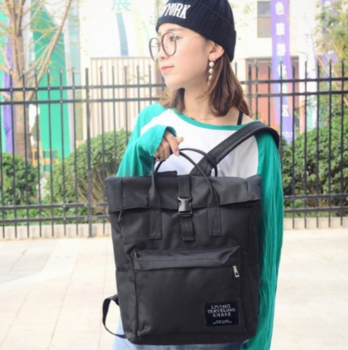 Black Canvas Middle Large Capacity Bachpack 41001716