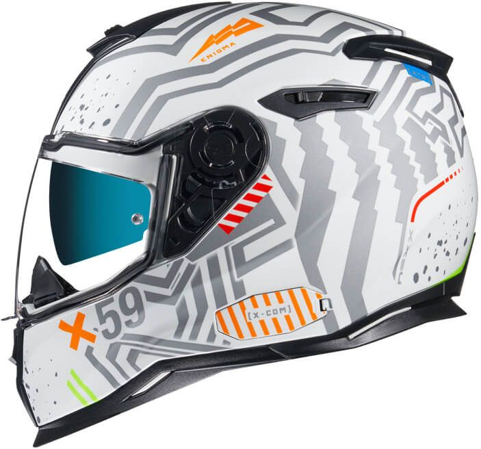 Nexx SX. 100 Enigma White/Silver Full Face Motorcycle Helmet