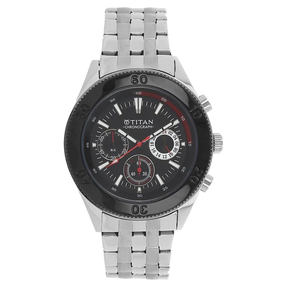 Titan Octane Black Dial Stainless Steel Strap Watch For Men Nk9324km01