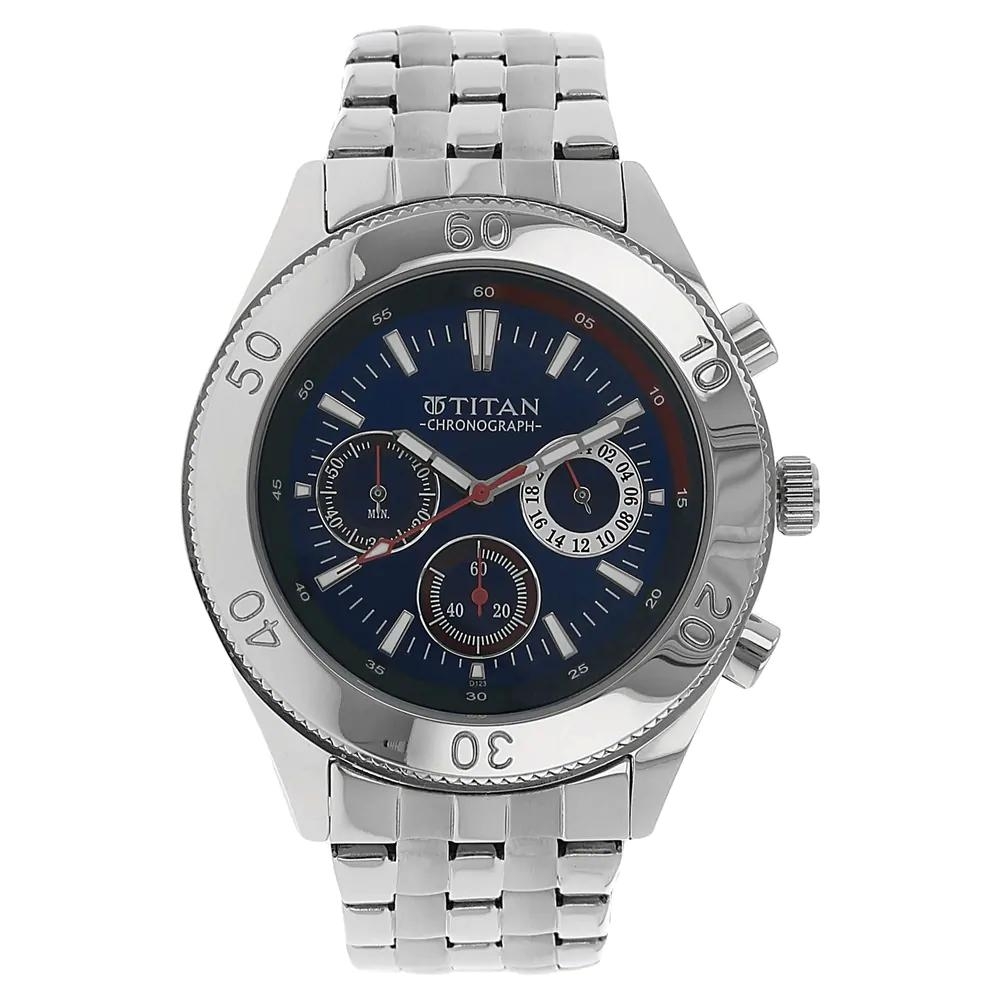 Titan Octane Blue Dial Stainless Steel Strap Watch For Men Nk9324SM04
