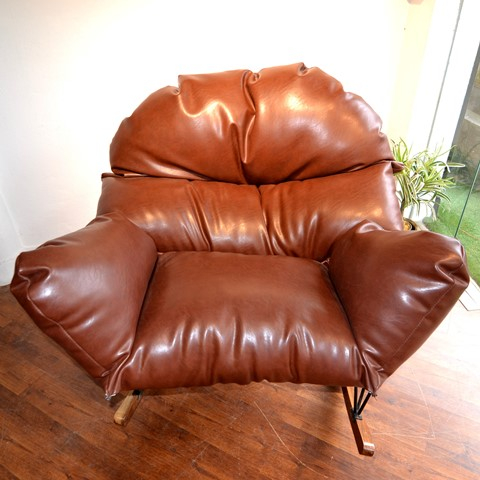 Nima Metal Framed Cushioned Rocking Chair-Brown