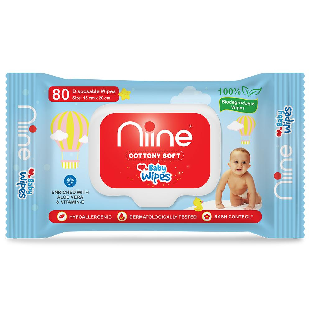 Nine Baby Wipes 80Pcs