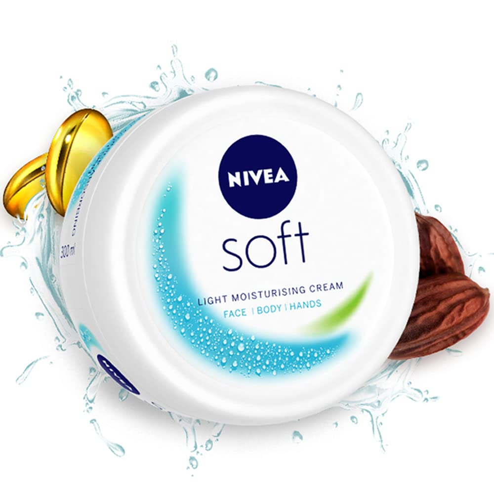 NIVEA Soft Light Moisturizer for Face, Hand & Body, Instant Hydration, Non-Greasy Cream with Vitamin E & Jojoba Oil, 50 ml