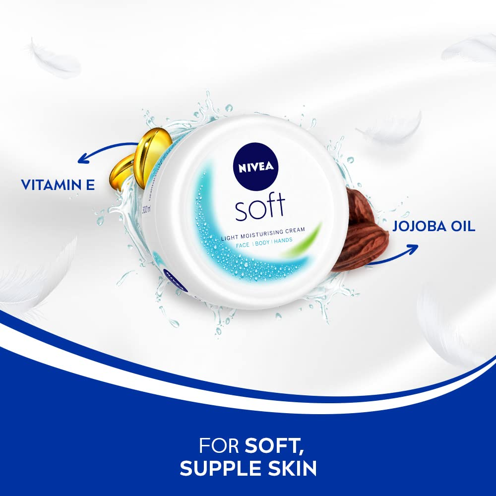 Nivea Refreshing Soft Light Moisturizer Cream, with Vitamin E, Hands and Body, 300 Ml
