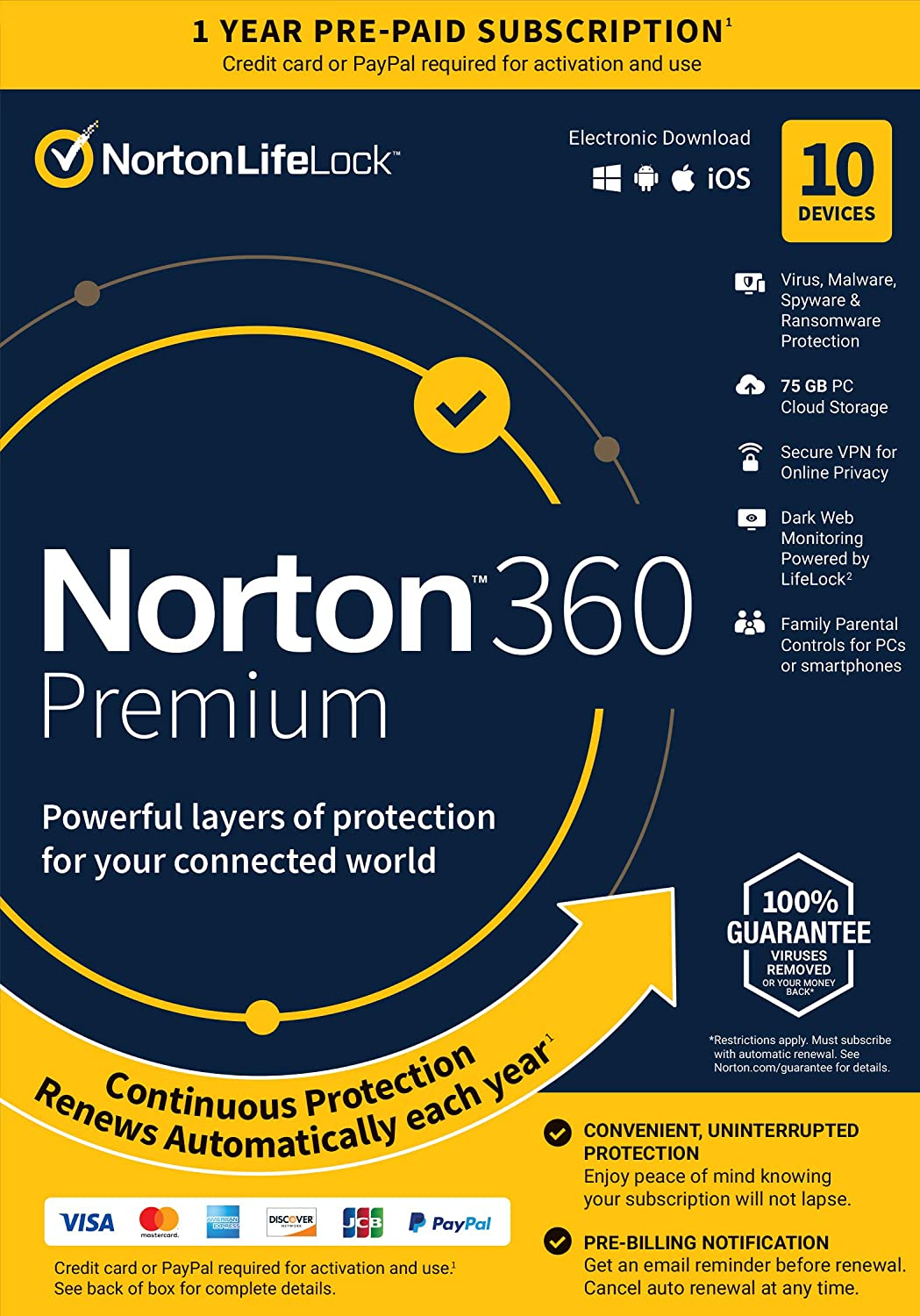 Norton 360 Premium, 2023 Ready, Antivirus software for 10 Devices-1 Year Validity