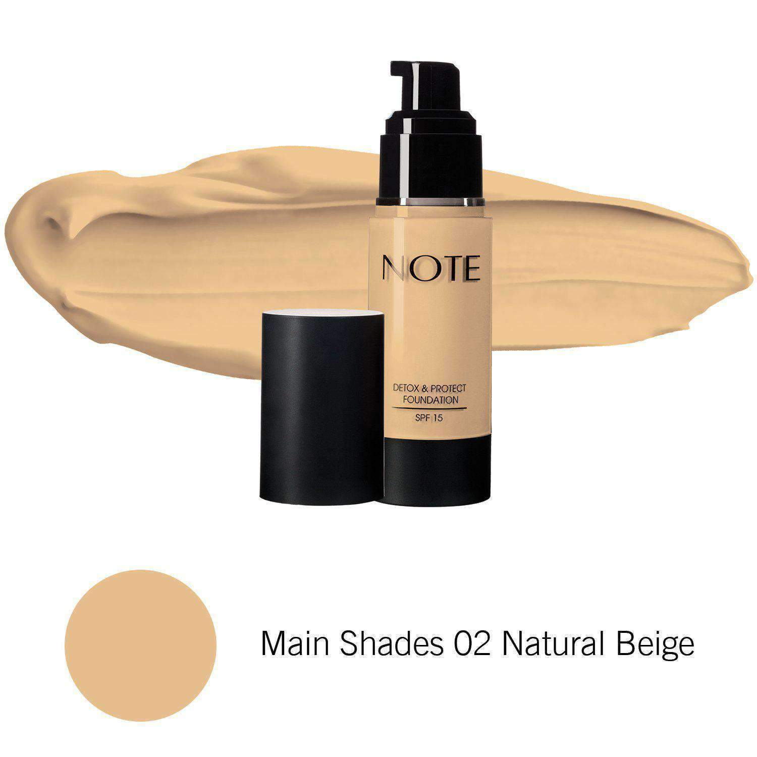 Note Detox & Protect Foundation Natural Beige 02- 35ml