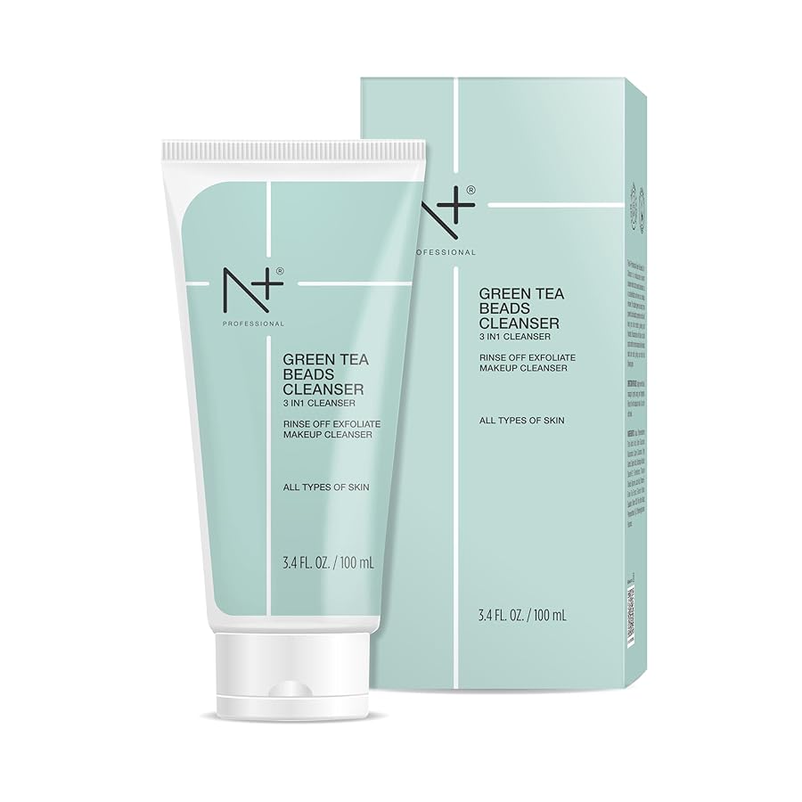 N Plus Green Tea Beads Cleanser 100gm - 3 in 1 Cleanser (Rinse Off, Exfoliate, Makeup Cleanser)