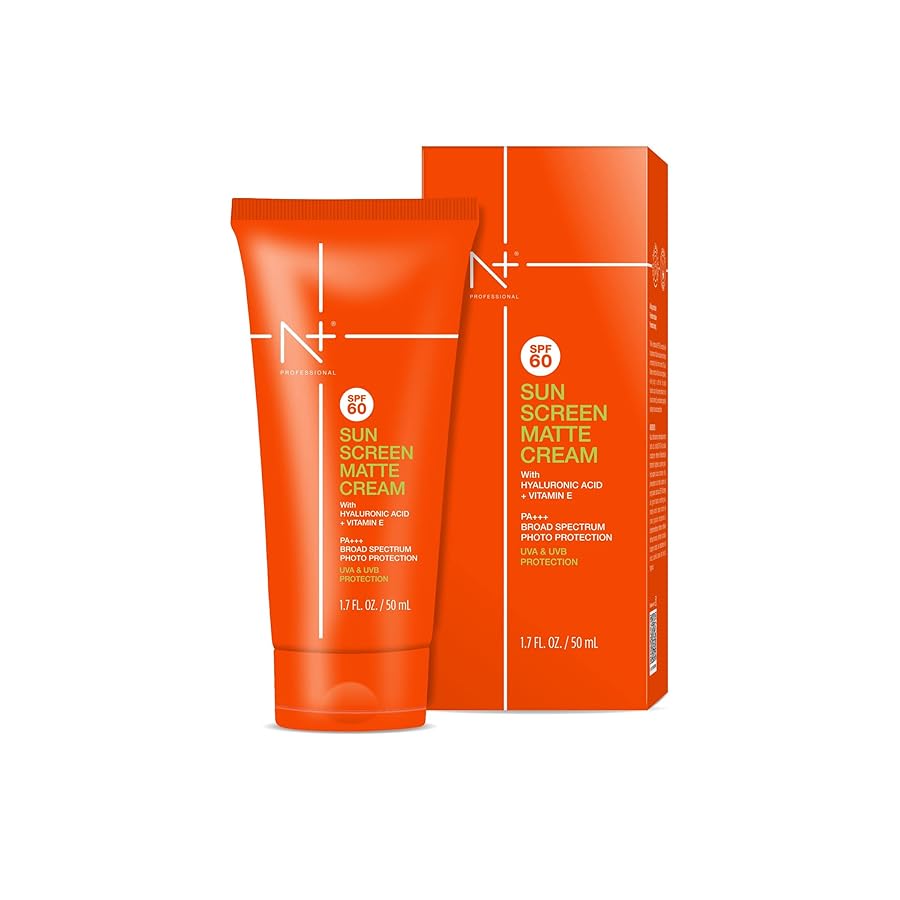 N Plus Spf 60 Sun Screen Matte Cream 50ml with Hyaluronic Acid & Vitamin E