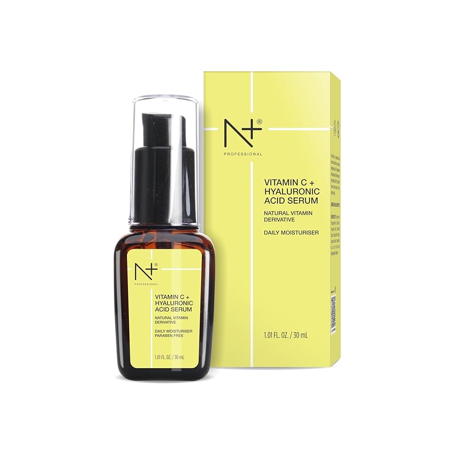 N+ Vitamin C 20% + Hyaluronic Serum 30ml - Paraben Free Face Serum for Skin Radiance & Glowing Skin