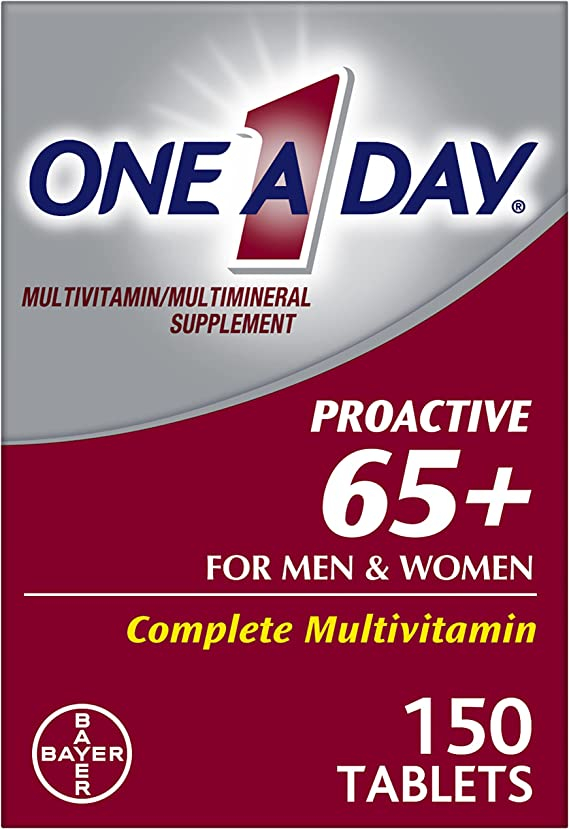 One A Day Proactive 65+, Mens & Womens Multivitamin, Supplement with Vitamin A, C, D, and Zinc for Immune Health Support*, Calcium, Folic Acid & more, 150 Count