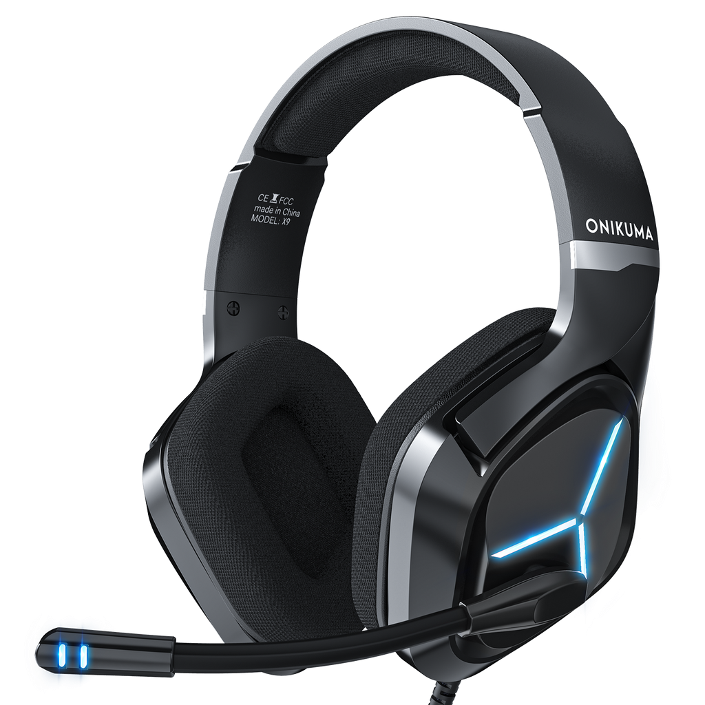 ONIKUMA X9 Gaming Headset with Mic and Noise Canceling Gaming Headphone Wired Blue Light for PS4 PS5 PC XBOX