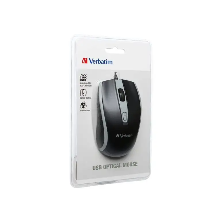 Verbatim 66513 Optical Wire Mouse 3 DPI (Three Levels of Sensitivity :800/1200/1600 dpi)