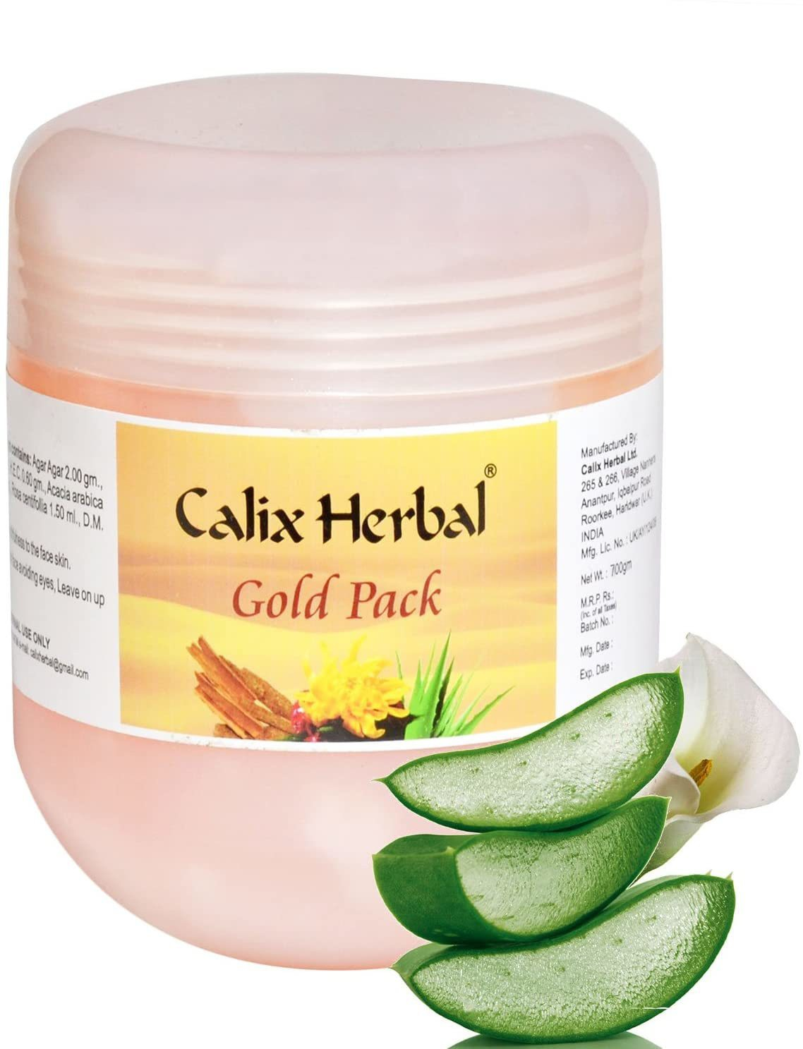 Calix Herbal Organic & Ayurvedic Gold Face Pack For Hydrating Skin & Restoring Radiance, Glowing Skin, Removes Fine Lines, Blemishes, Oil Control, Scar Reduction - Women & Men All Skin Types