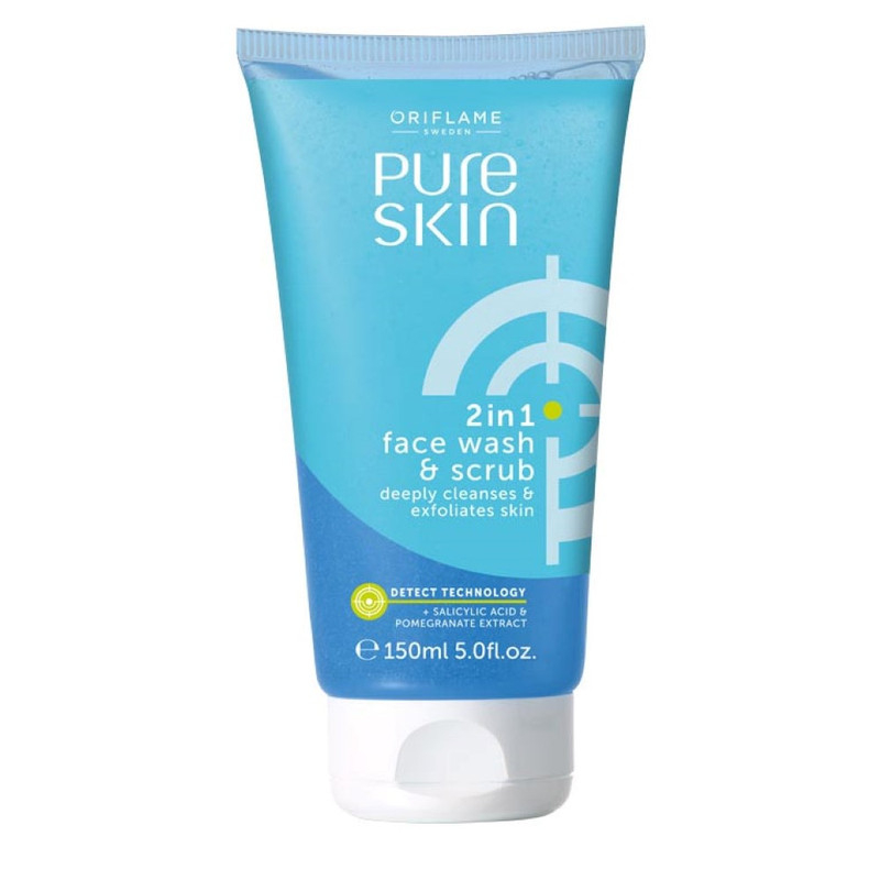 Oriflame Sweden Pure Skin 2 In 1 Face Wash And Scrub Deeply Cleanses And Exfoliates Skin-150 ml