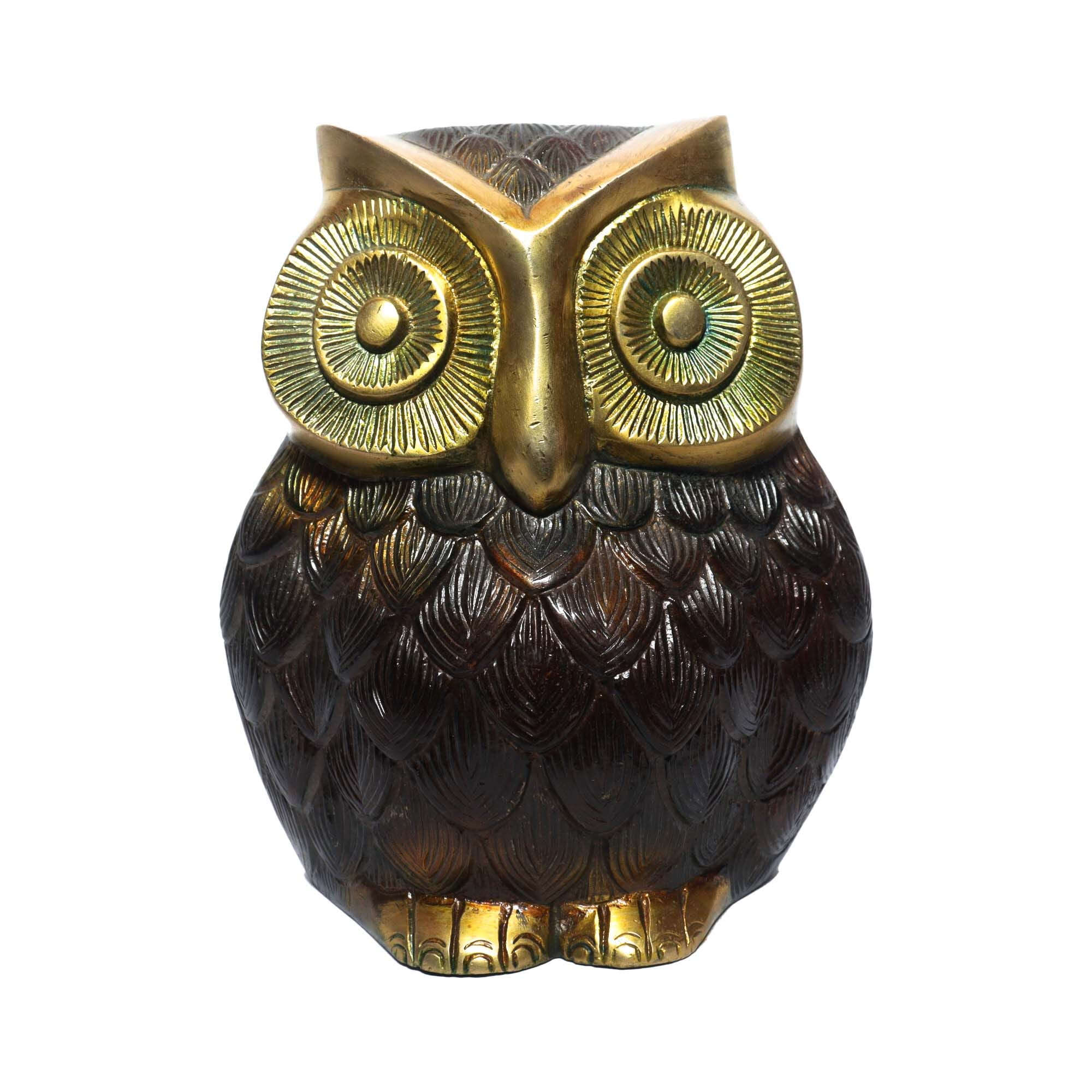 Seven Chakra Handicraft - 18cm Size Hanging Owl Wall Décor (Brown)