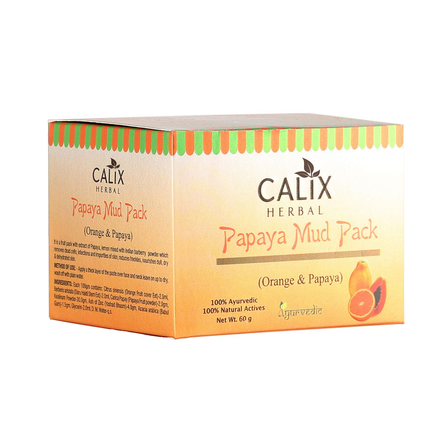  Calix Herbal Papaya Mud Pack for Dead Cells, Blemishes and Pigmentation Removal, 60g
