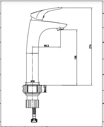 Parryware Galaxy Tall Basin Mixer Without Pop Up T3846A1